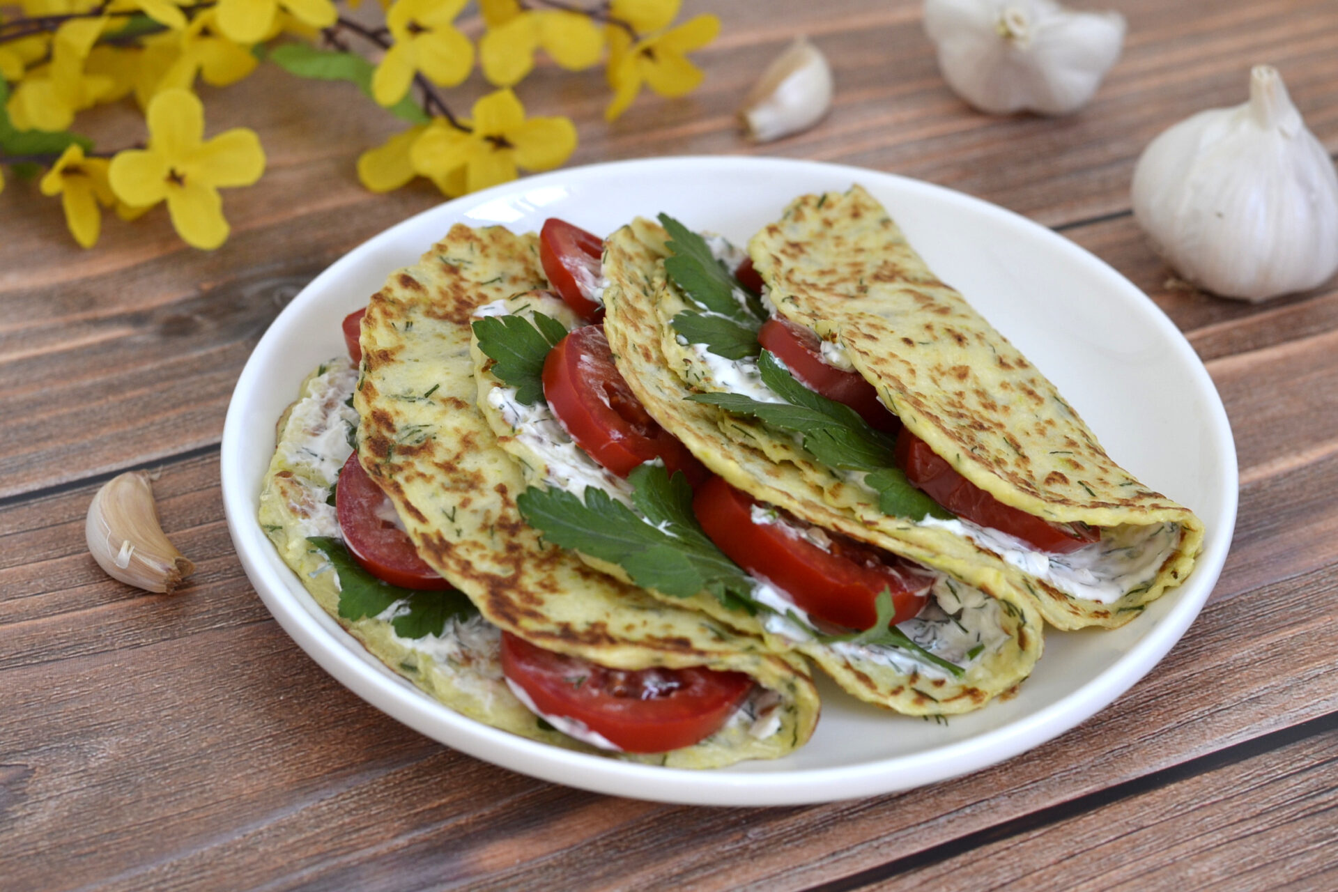 Tortilla din dovlecei cu umplutura