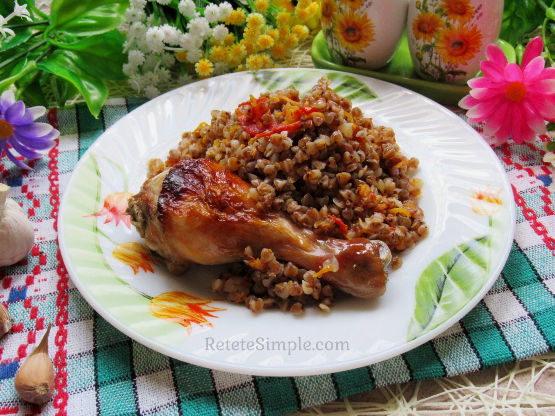 Muslos de pollo con trigo sarraceno al horno