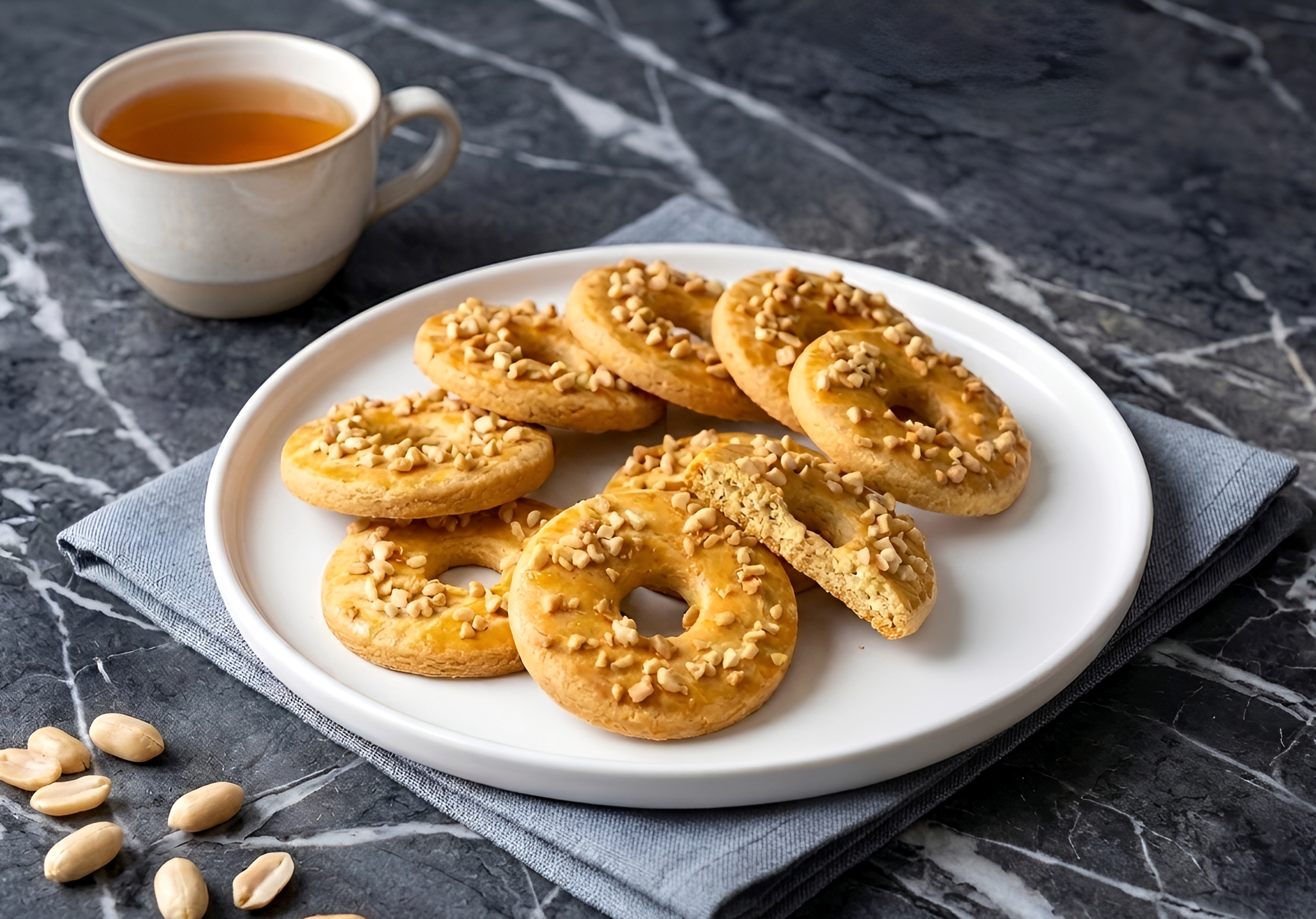 Butter Ring Cookies with Peanuts
