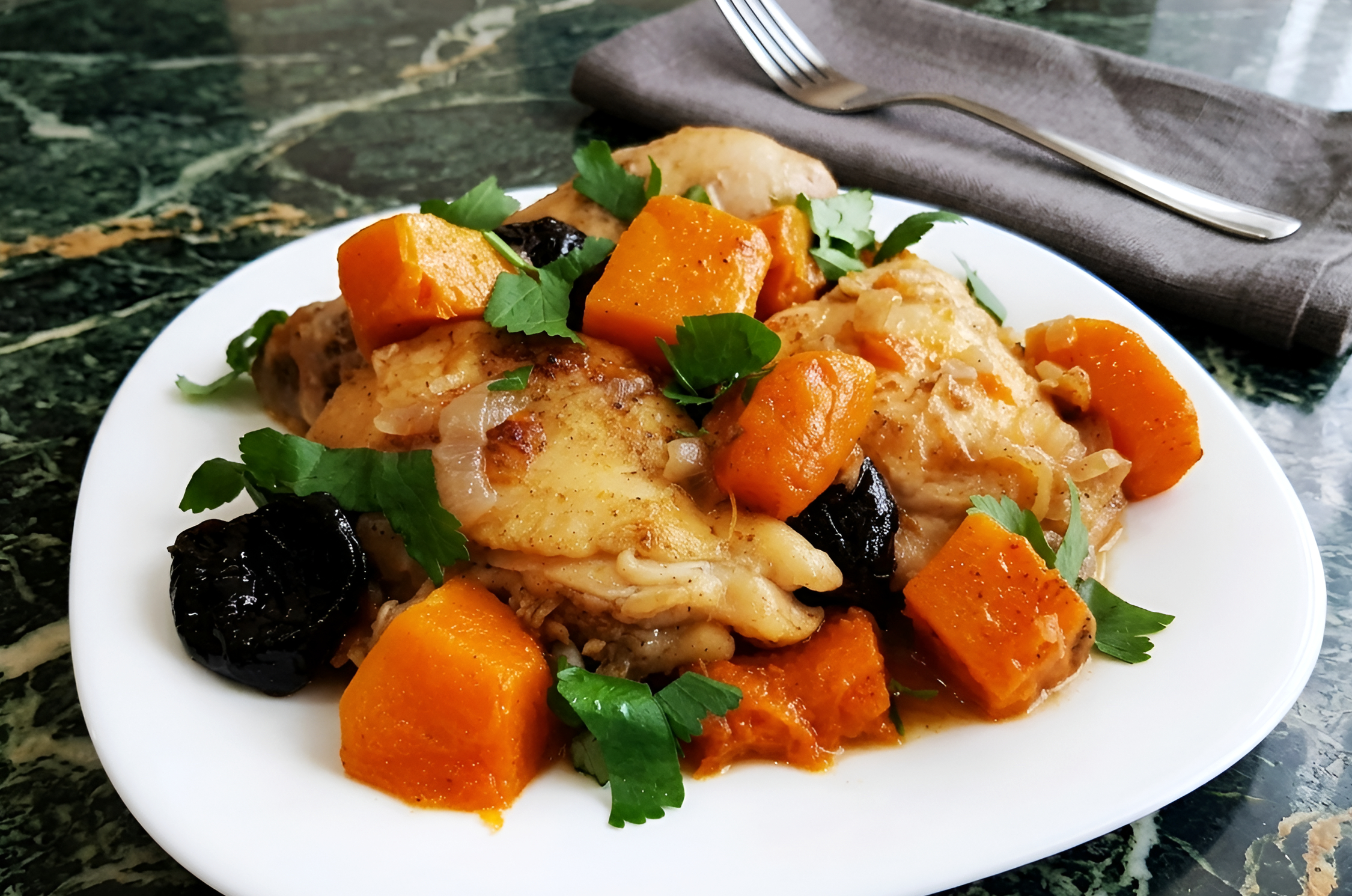Chicken with Butternut Squash and Prunes