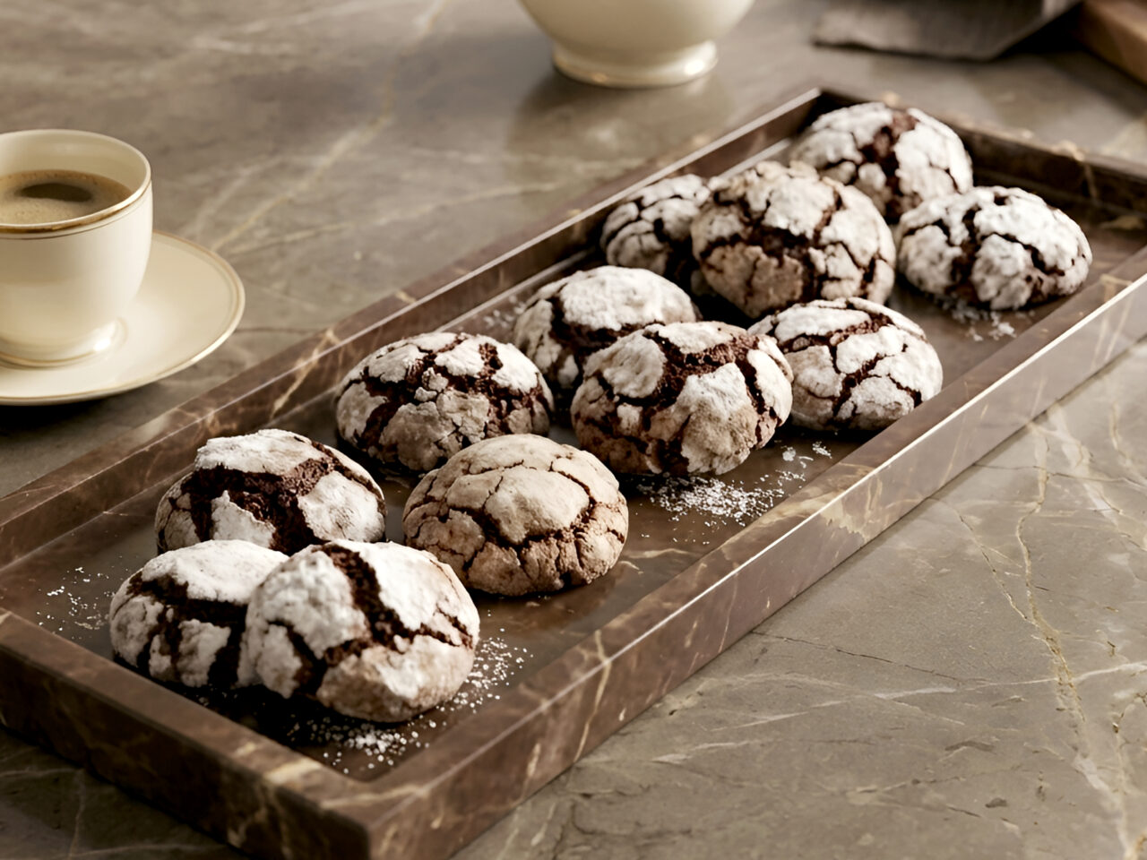 Chocolate Crinkle Cookies with Dark Chocolate
