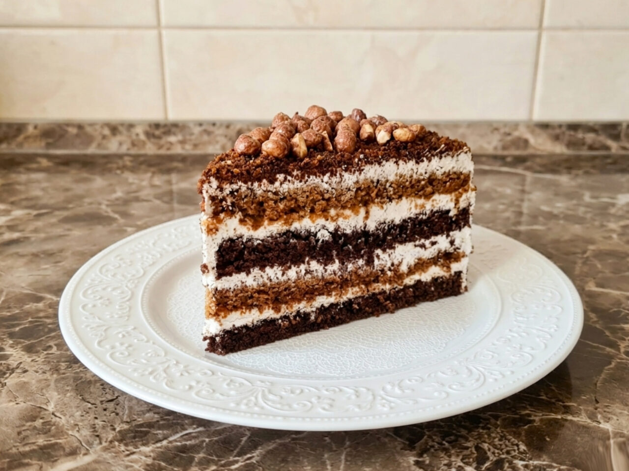 Chocolate Honey Walnut Layer Cake