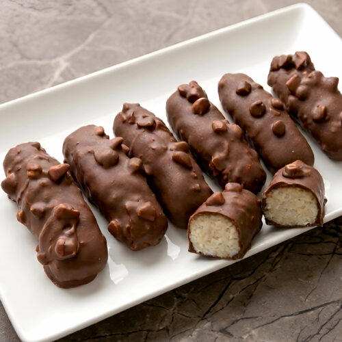 Glazed Cottage Cheese Bars with Chocolate and Hazelnuts