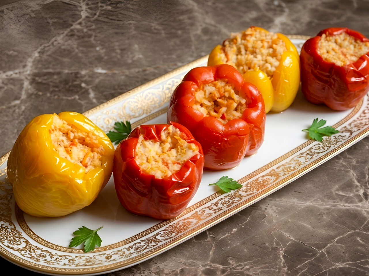 Stuffed Bell Peppers with Ground Meat and Rice
