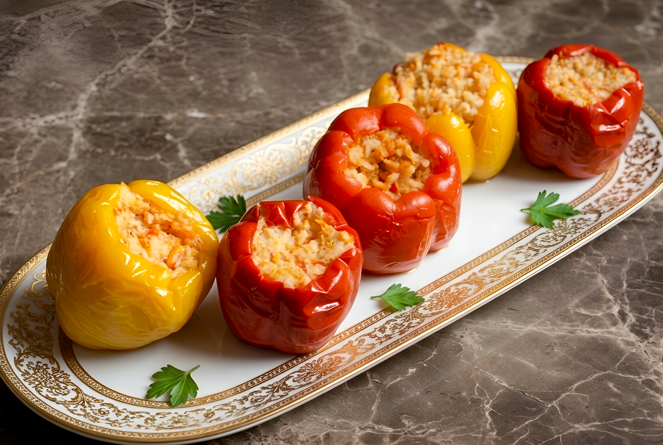 Stuffed Bell Peppers with Ground Meat and Rice