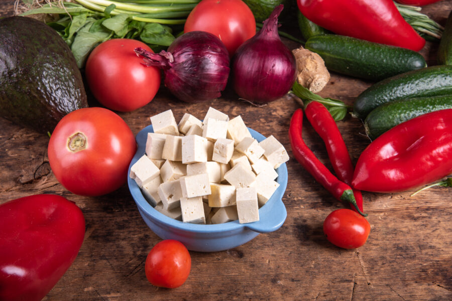 Ingredients for tofu salad