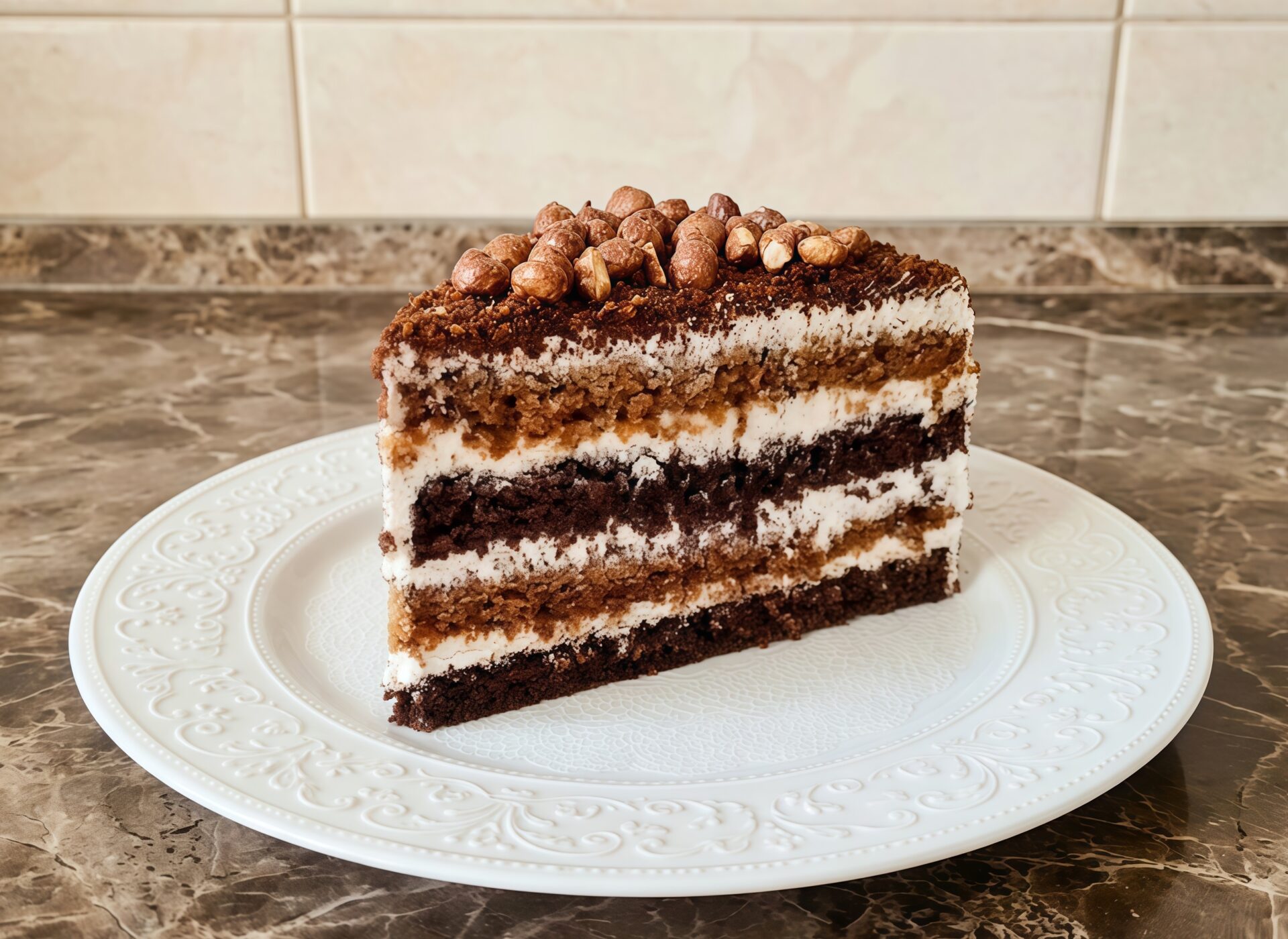 Chocolate Honey Walnut Layer Cake