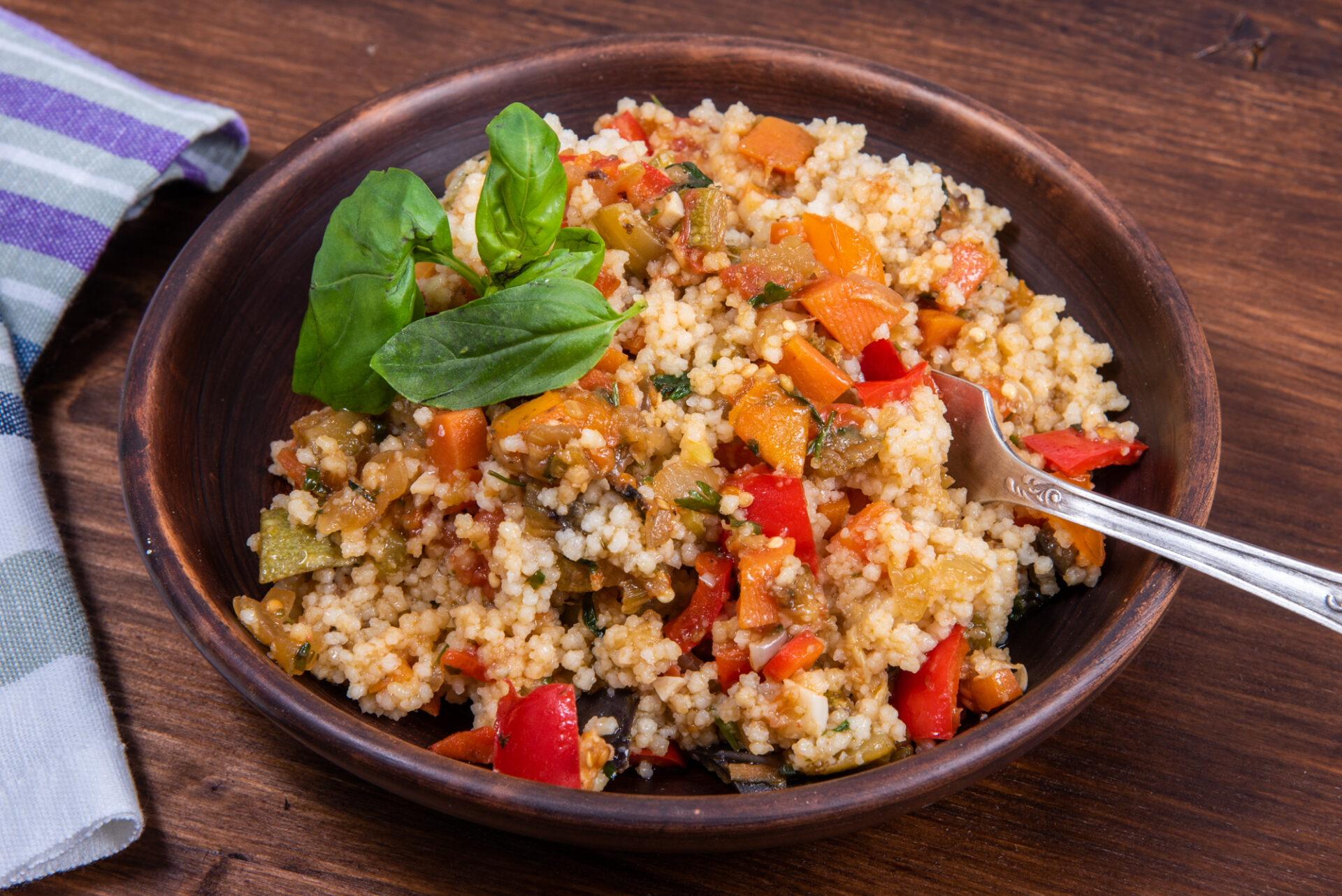 Couscous with Stewed Vegetables in a Skillet