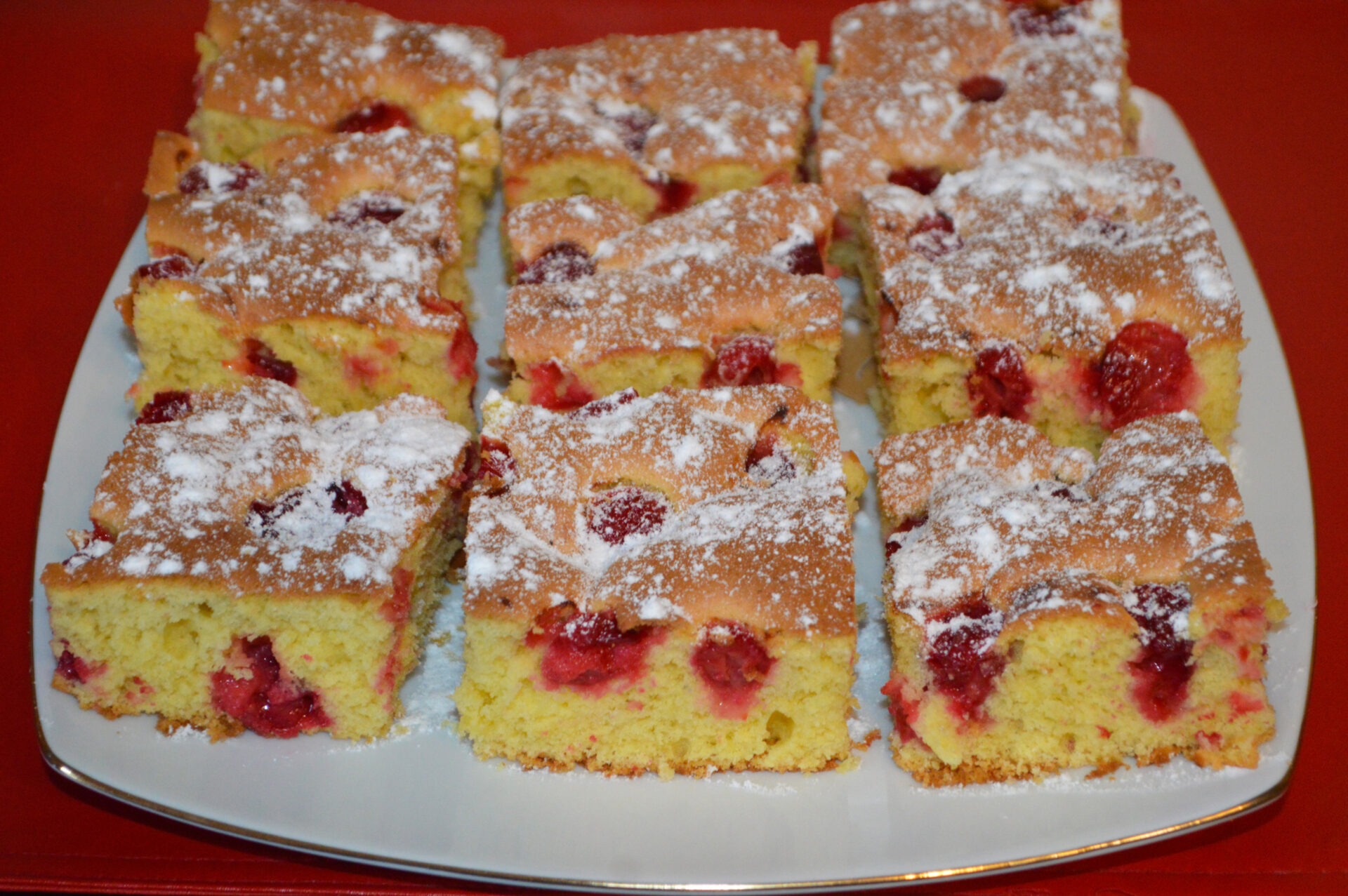 Fluffy Sour Cherry Sponge Cake