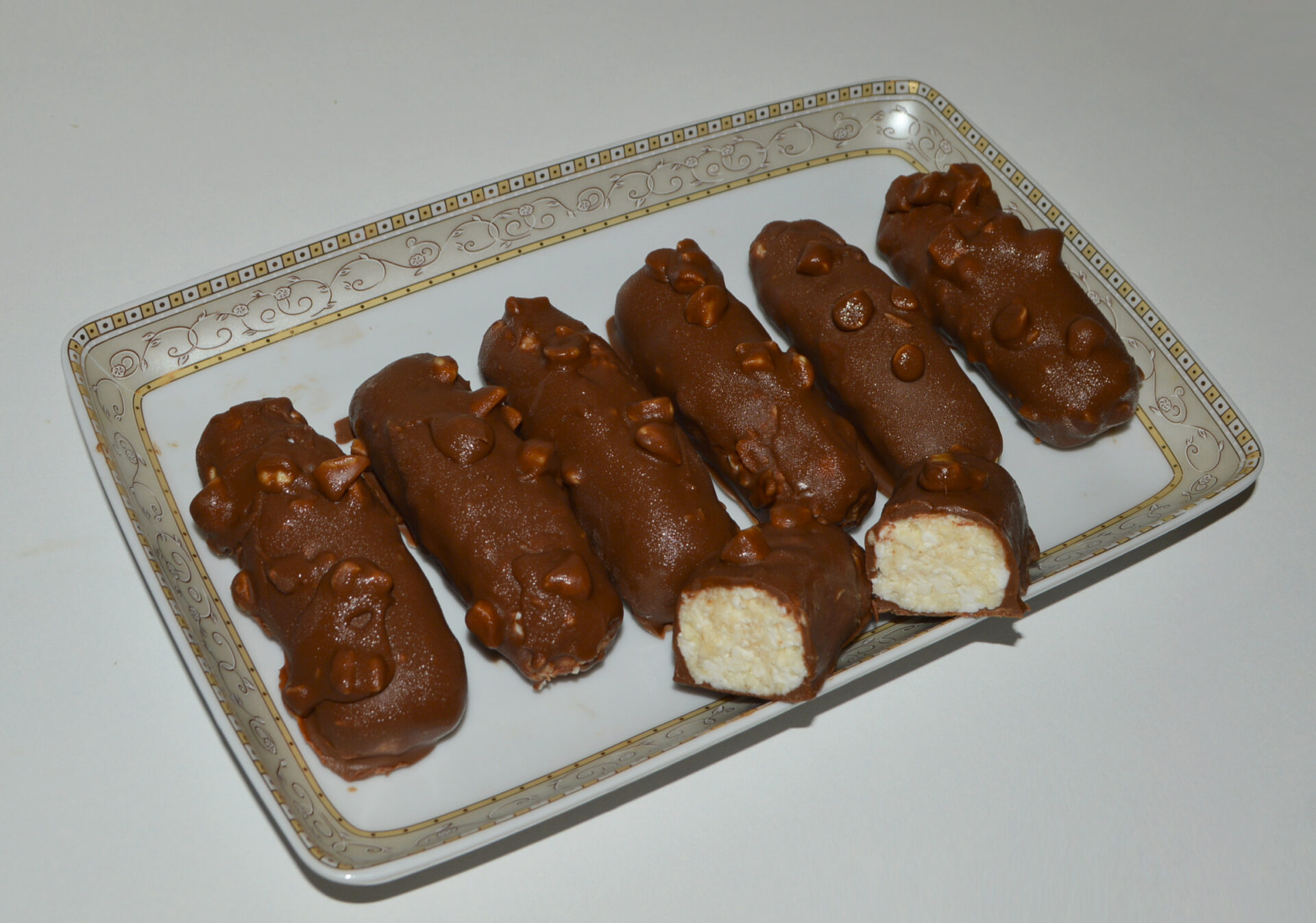 Glazed Cottage Cheese Bars with Chocolate and Hazelnuts