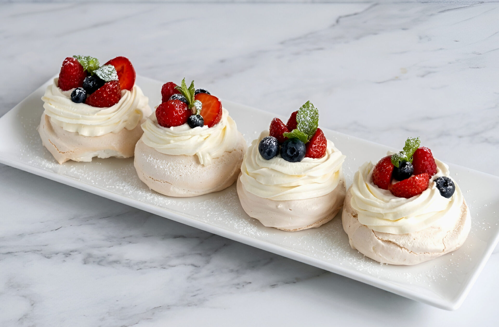 Pavlova de merengue con frutos rojos