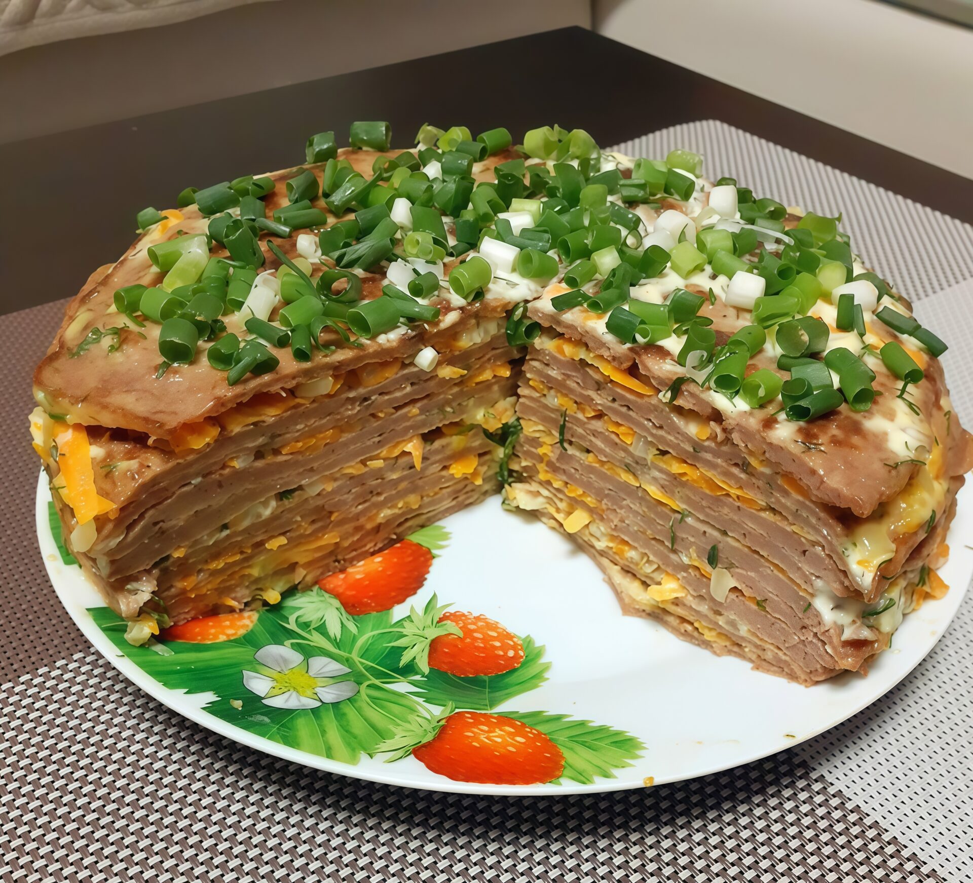 Savory Chicken Liver Crepe Cake Appetizer