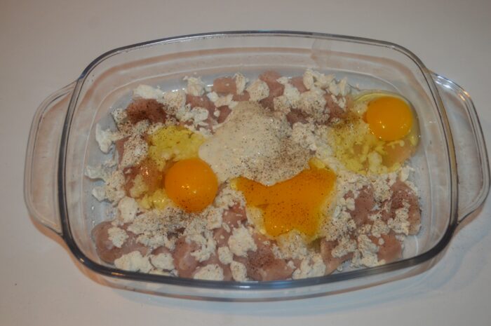 Cream cheese and seasonings added on top