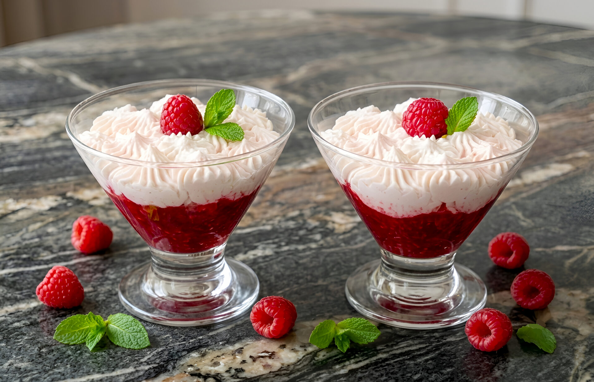 Desert la pahar cu zmeura si mascarpone