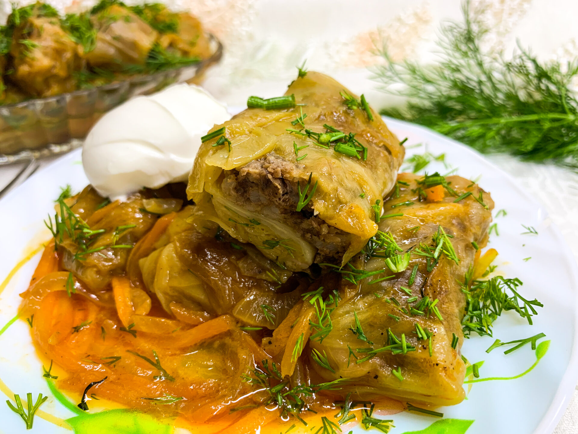 Cabbage Rolls with Pork, Beef, and Sauerkraut Leaves