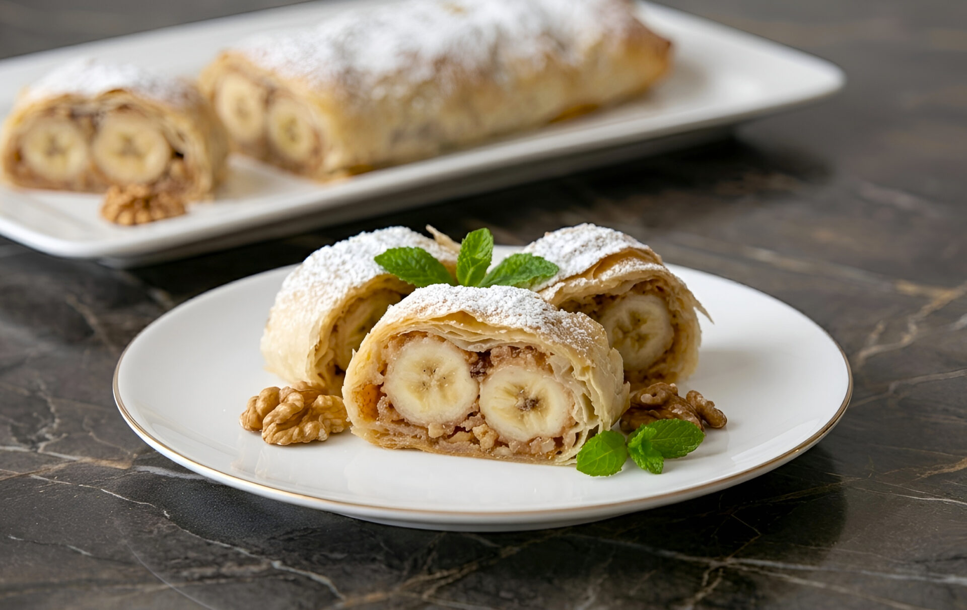 Strudel cu banane si nuca