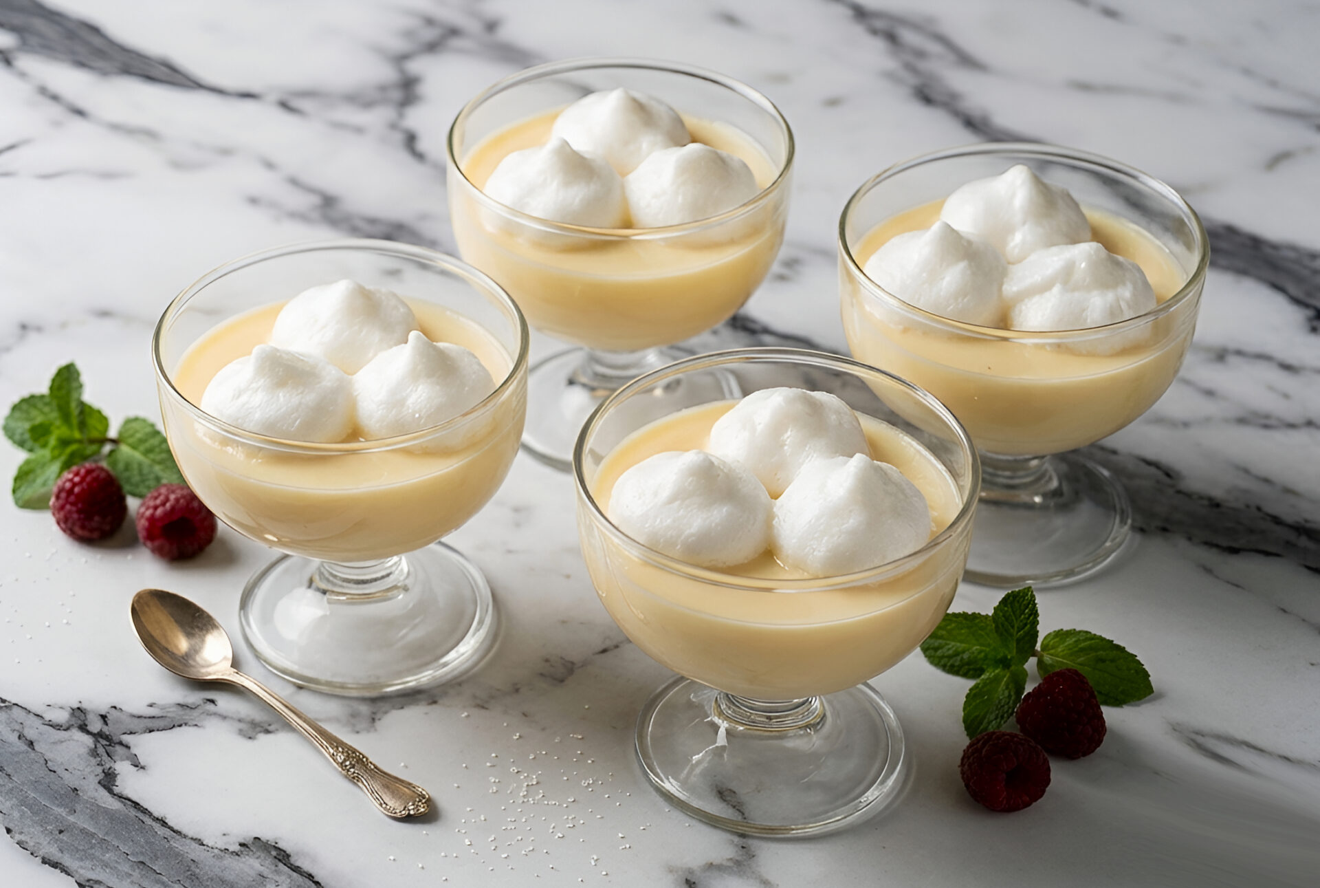Floating Islands with Vanilla Custard
