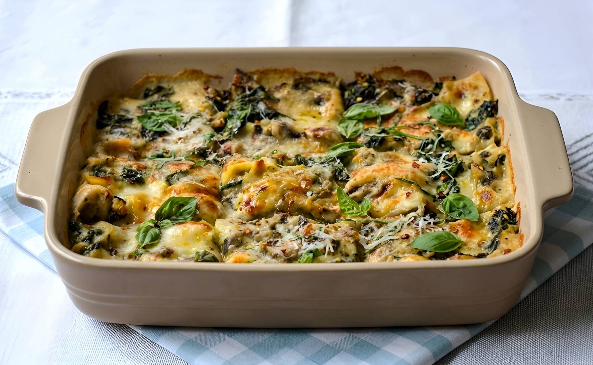 White Chicken, Mushroom & Spinach Lasagna